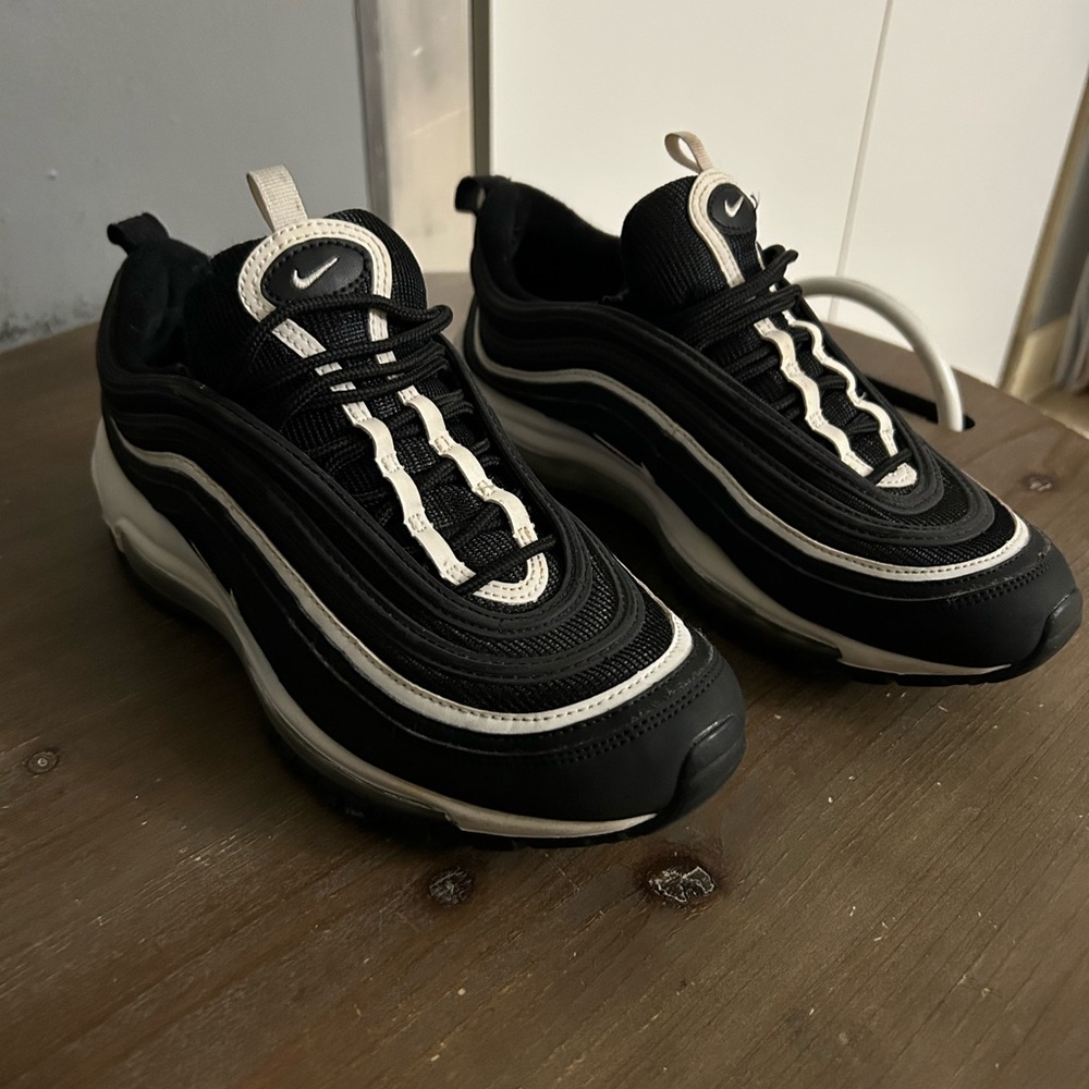 Black Nike AirMax with white trim